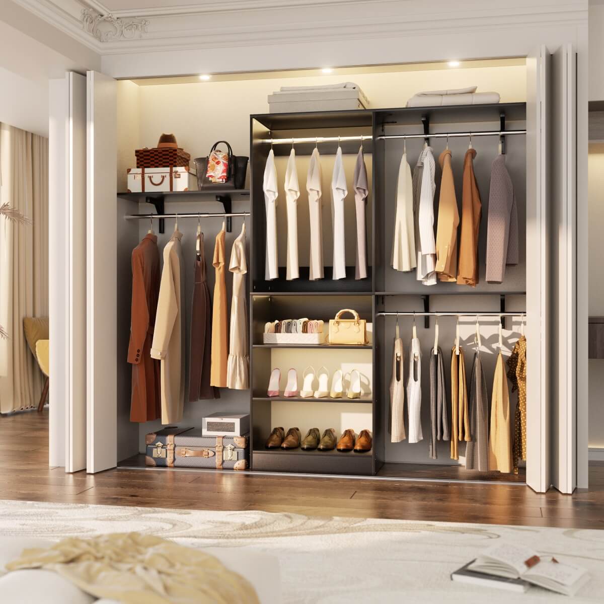 Aheaplus 20-96'' W Closet System for Bedroom