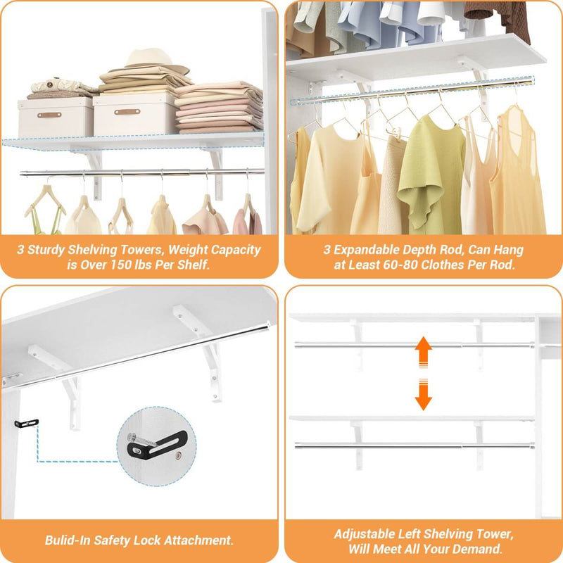 20-96'' W Closet System for Bedroom