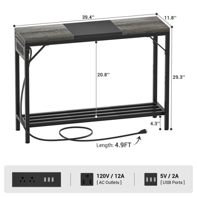 40'' Console Table with Charge Station