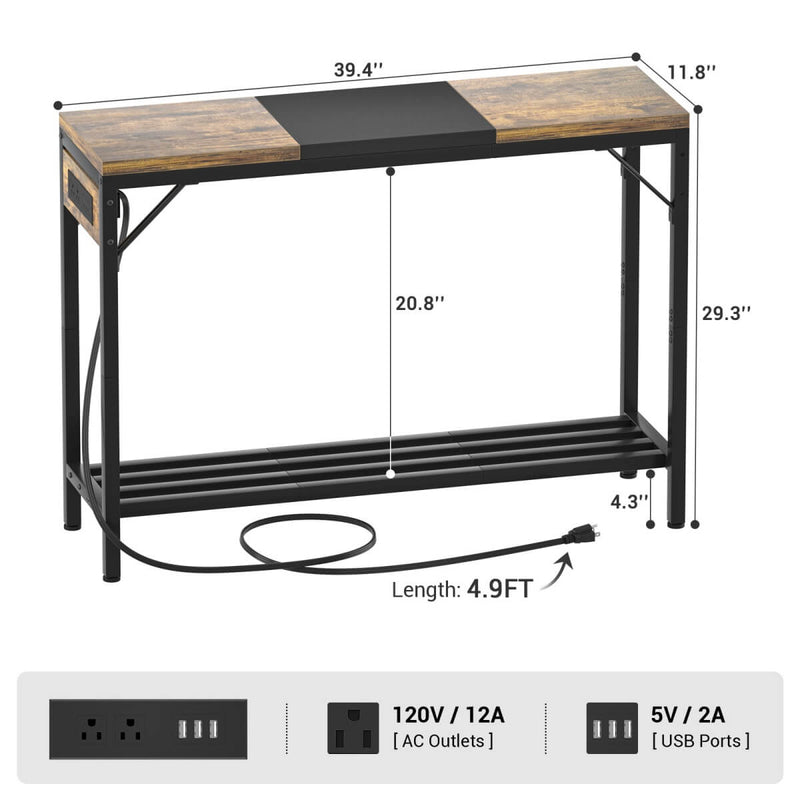 40'' Console Table with Charge Station