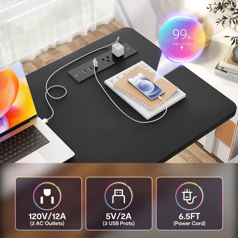Height Adjustable Computer Desk with Charging Station