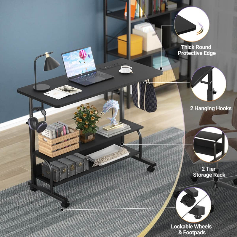 Height Adjustable Computer Desk with Charging Station