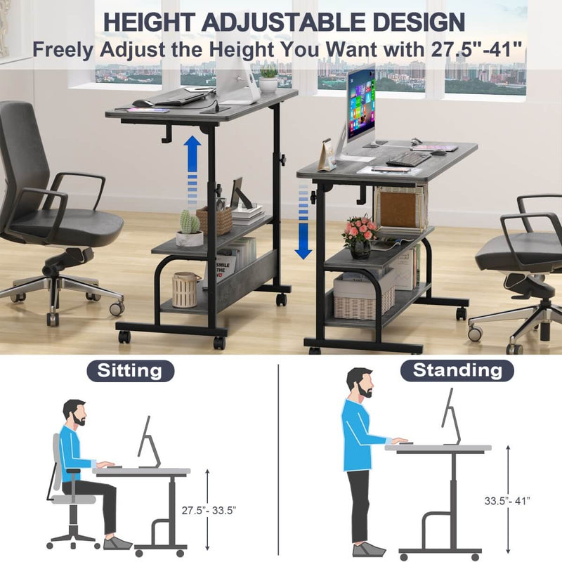 Height Adjustable Computer Desk with Charging Station