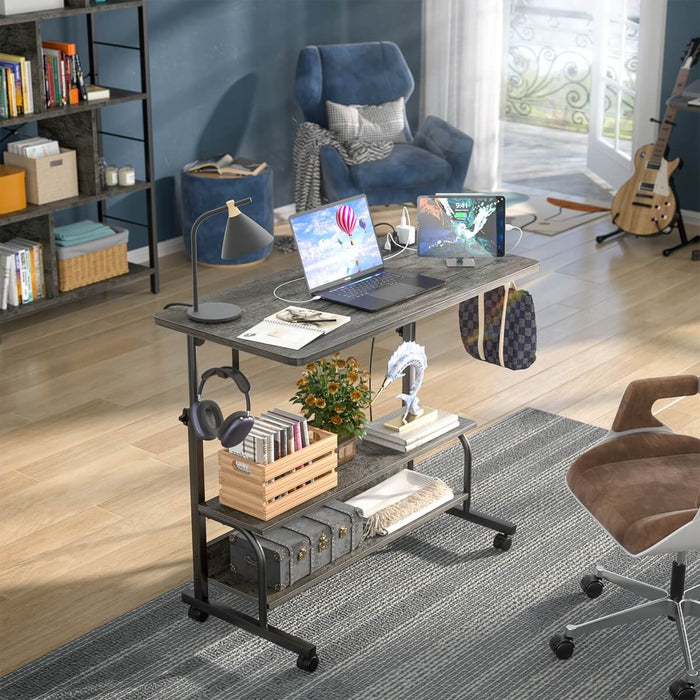Height Adjustable Computer Desk with Charging Station