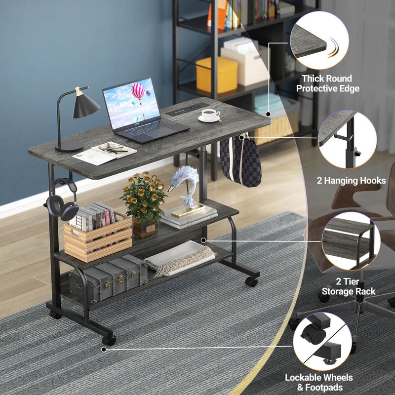 Height Adjustable Computer Desk with Charging Station