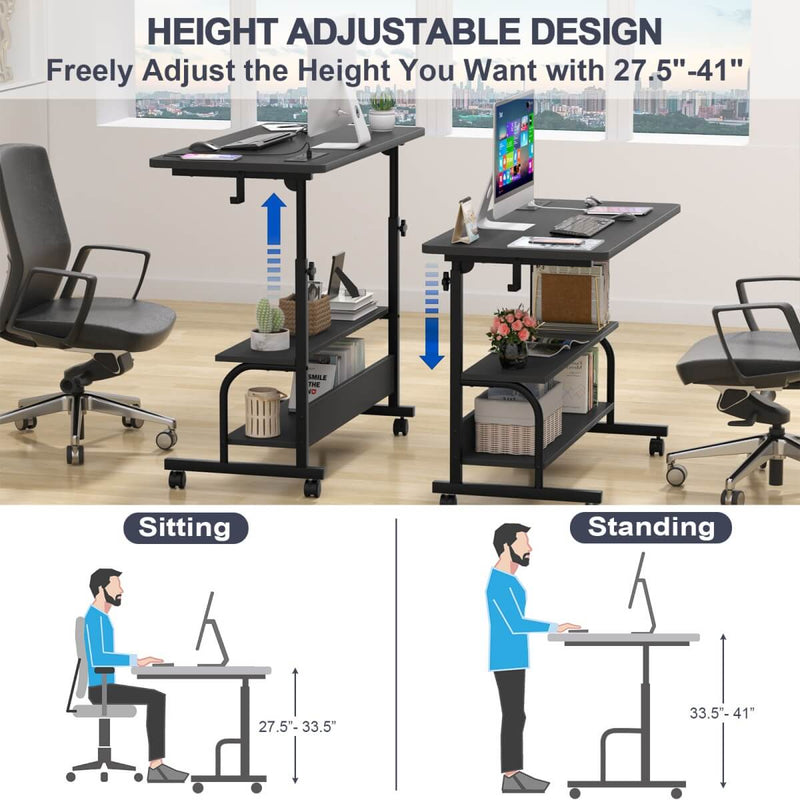 Height Adjustable Computer Desk with Charging Station