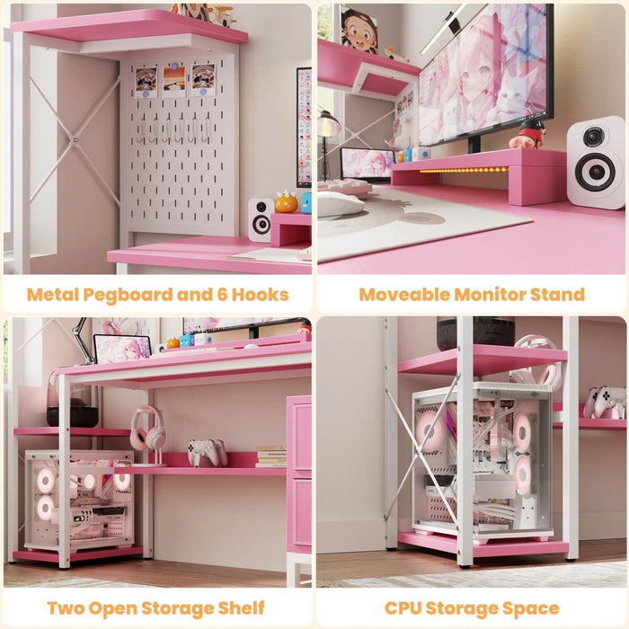 Computer Desk with Power Outlets and Fabric Drawers