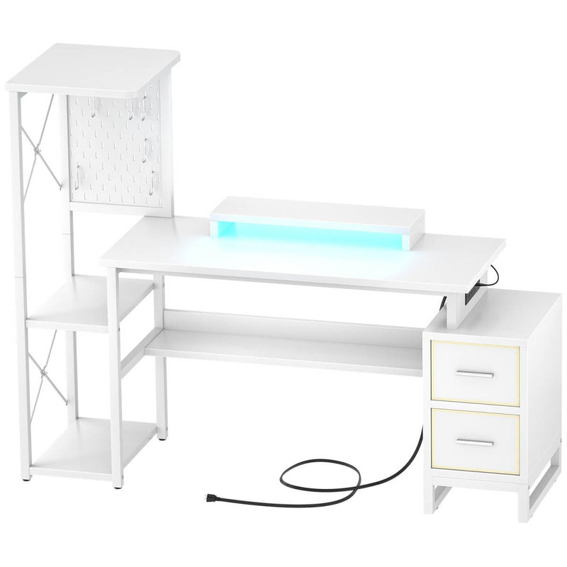 Computer Desk with Power Outlets and Fabric Drawers