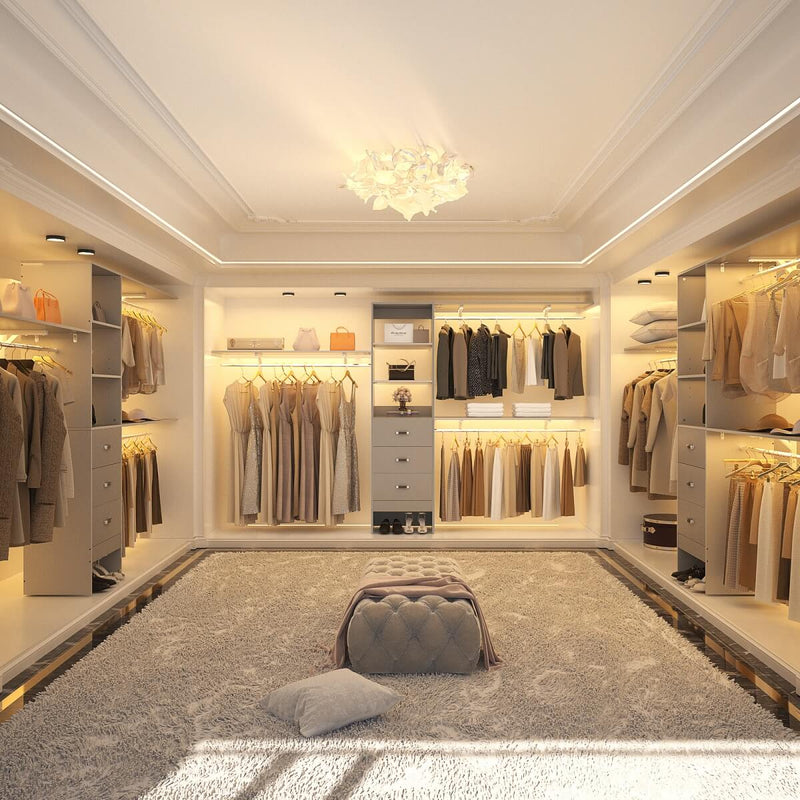 120'' Adjustable Closet Organizer, Large Closet System with Storage Drawers and Hanging Rods