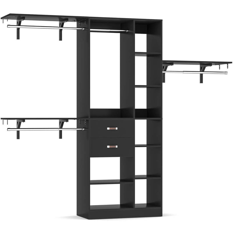 96'' Closet Organizer with 13 Shelves, DIY Closet System with Drawers and Hanging Rods