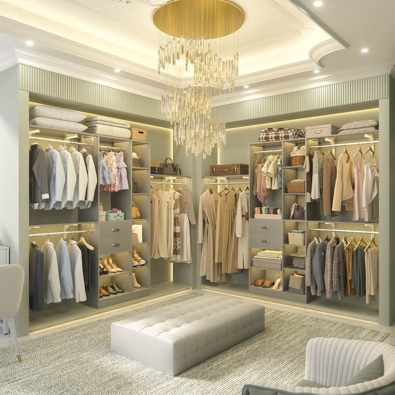 96'' Closet Organizer with 13 Shelves, DIY Closet System with Drawers and Hanging Rods