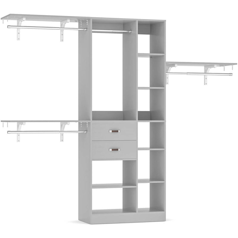 96'' Closet Organizer with 13 Shelves, DIY Closet System with Drawers and Hanging Rods