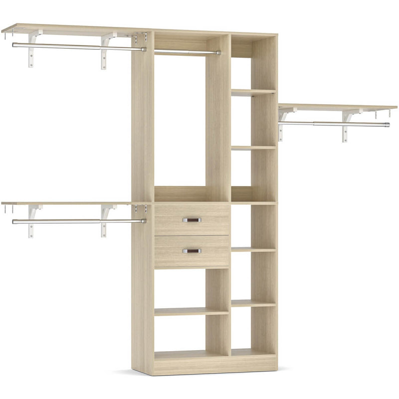 96'' Closet Organizer with 13 Shelves, DIY Closet System with Drawers and Hanging Rods