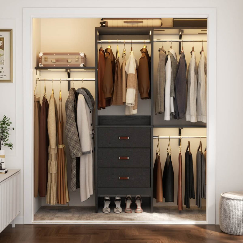 60'' Closet System with 3 Fabric Drawers