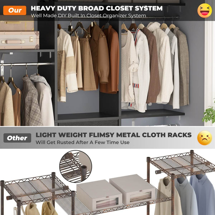 60'' Closet System with 3 Fabric Drawers