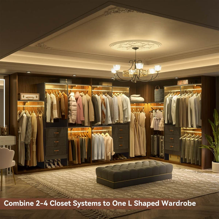 60'' Closet System with 3 Fabric Drawers