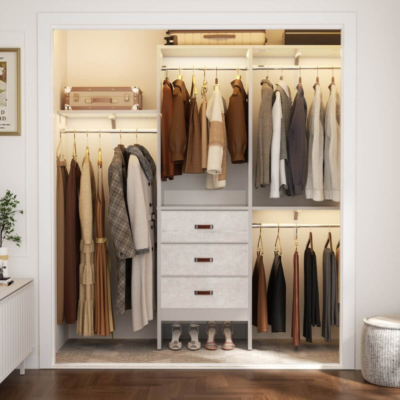60'' Closet System with 3 Fabric Drawers