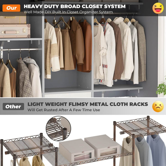 60'' Closet System with 3 Fabric Drawers