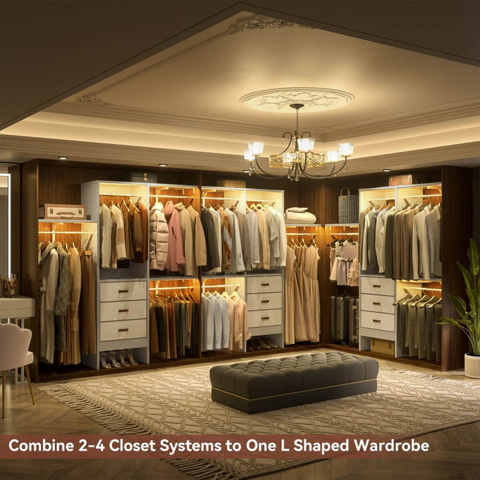 60'' Closet System with 3 Fabric Drawers