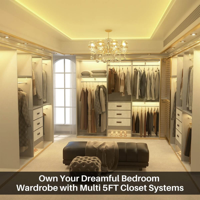 60'' Closet System with 3 Fabric Drawers