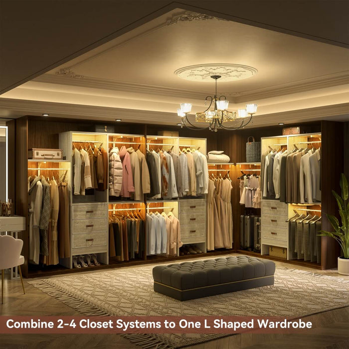 60'' Closet System with 3 Fabric Drawers