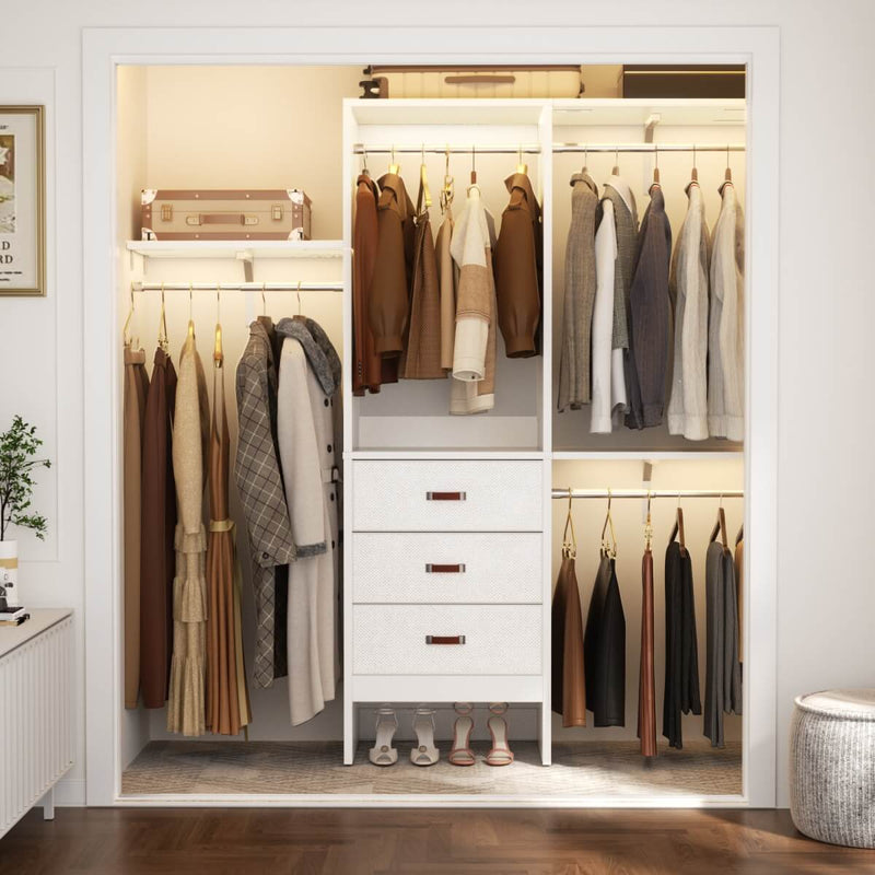 60'' Closet System with 3 Fabric Drawers