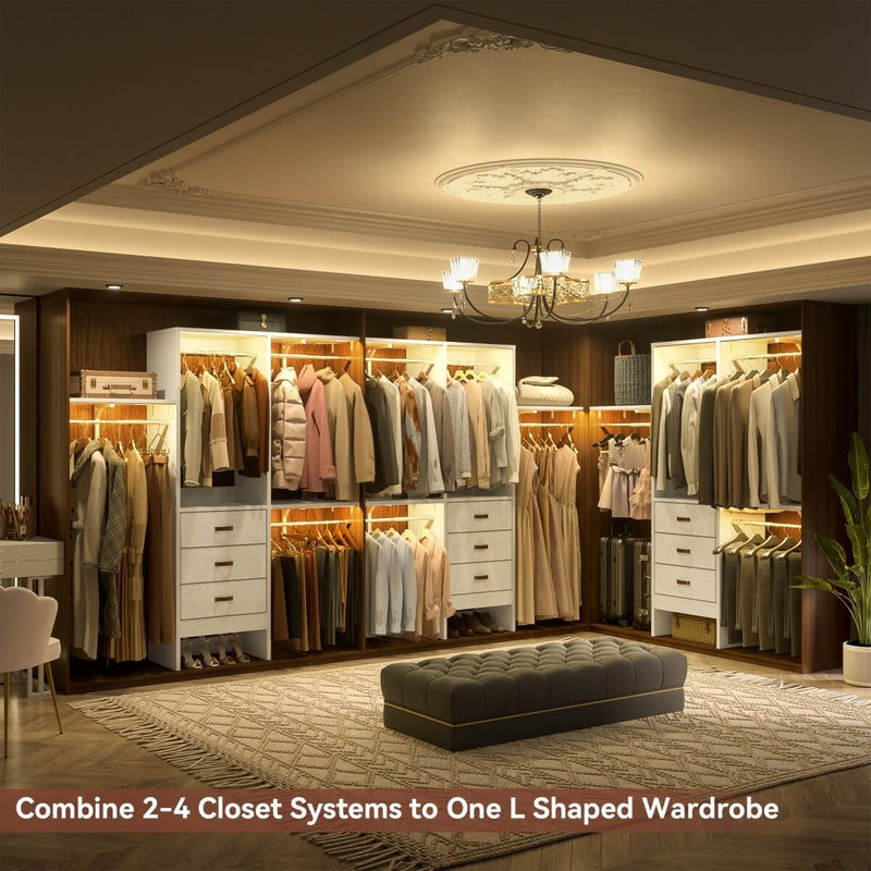 60'' Closet System with 3 Fabric Drawers