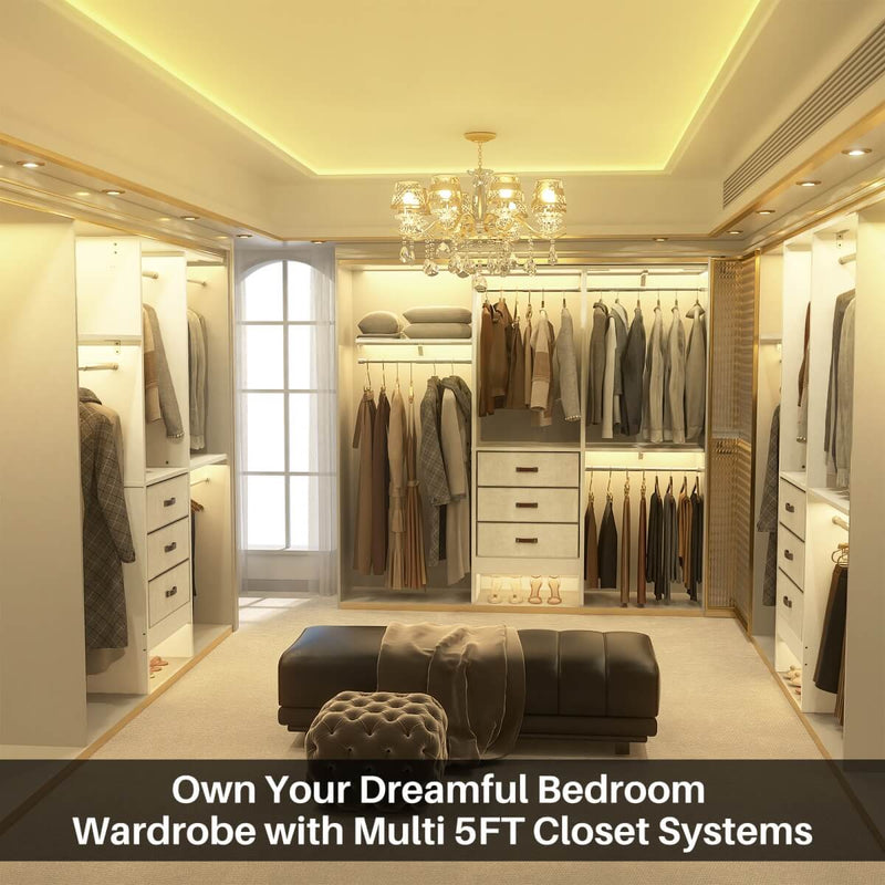 60'' Closet System with 3 Fabric Drawers