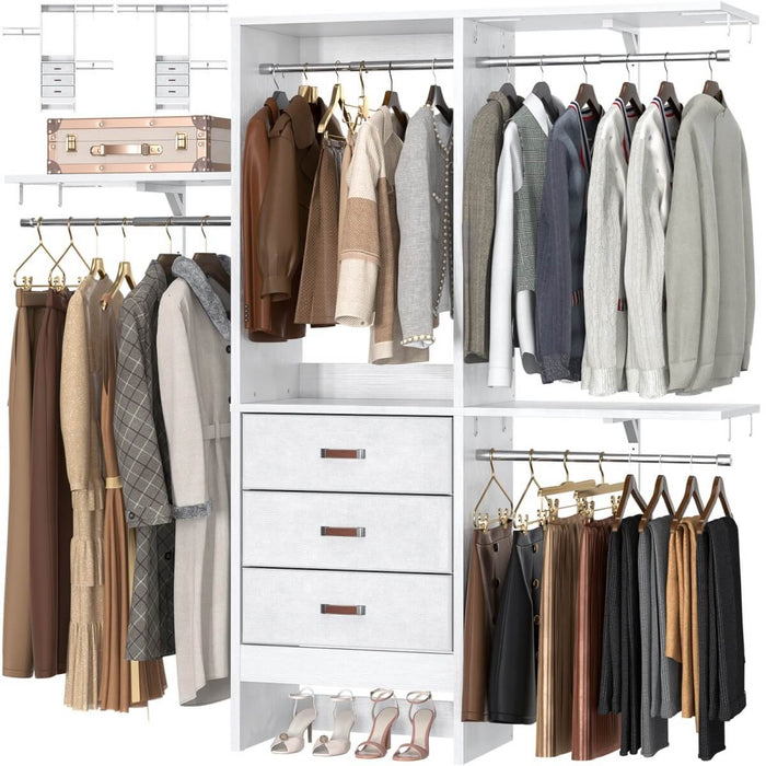 60'' Closet System with 3 Fabric Drawers