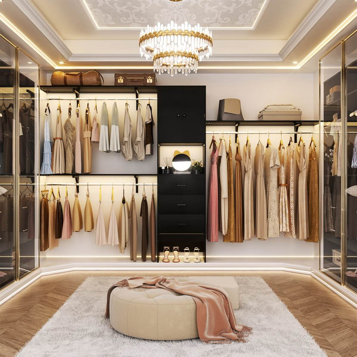 20'' - 120'' Adjustable Wooden Closet System with Doors and Drawers