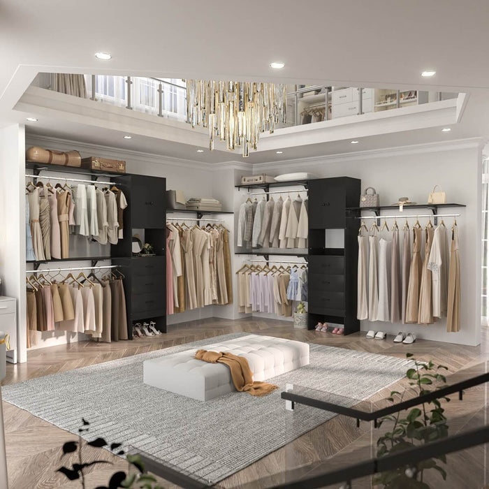 20'' - 120'' Adjustable Wooden Closet System with Doors and Drawers