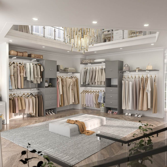 20'' - 120'' Adjustable Wooden Closet System with Doors and Drawers