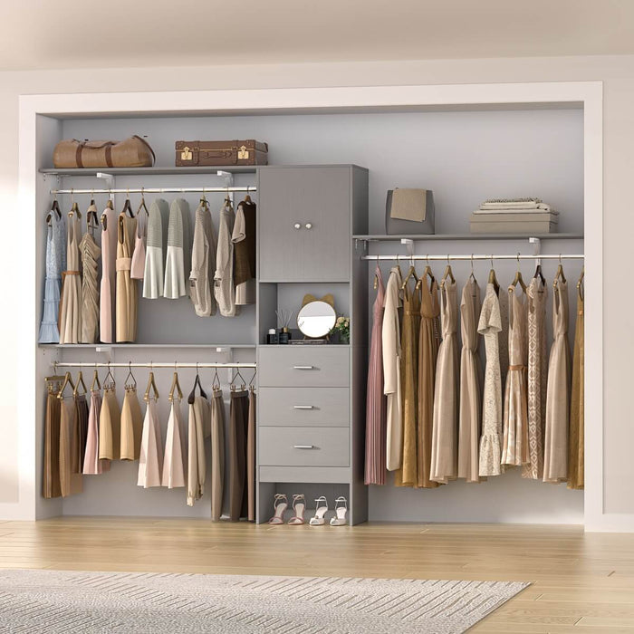 20'' - 120'' Adjustable Wooden Closet System with Doors and Drawers