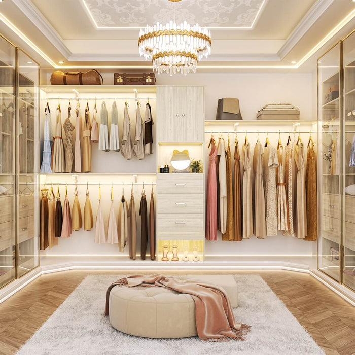 20'' - 120'' Adjustable Wooden Closet System with Doors and Drawers