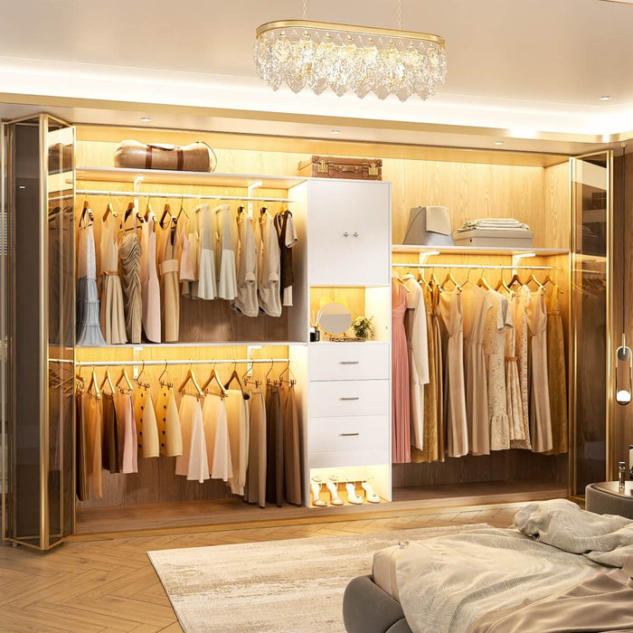 20'' - 120'' Adjustable Wooden Closet System with Doors and Drawers