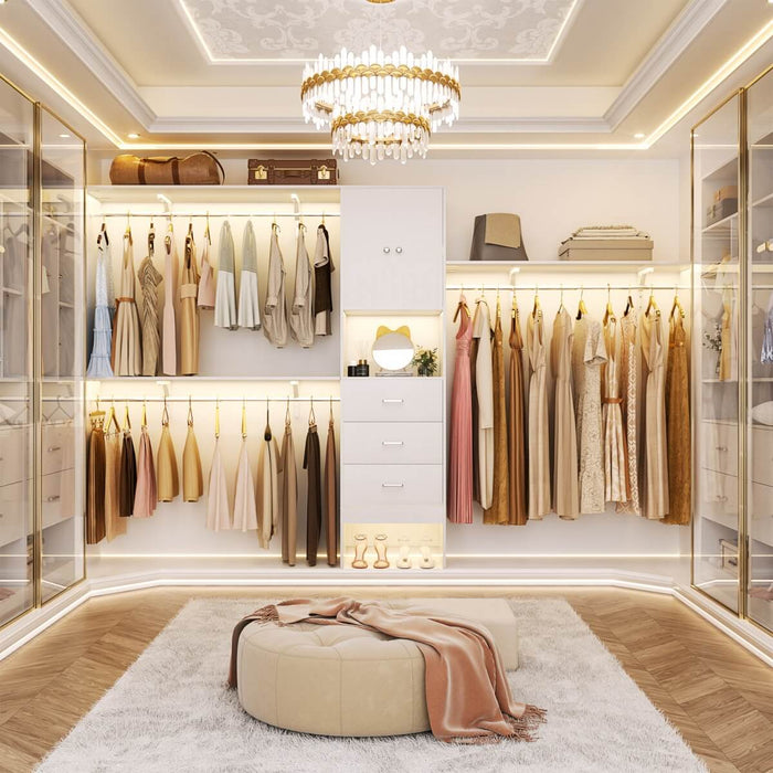 20'' - 120'' Adjustable Wooden Closet System with Doors and Drawers