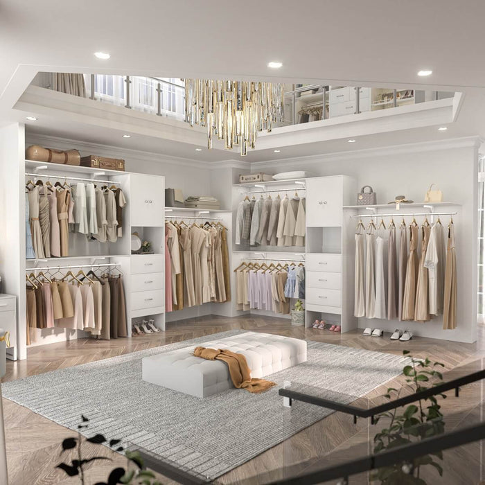 20'' - 120'' Adjustable Wooden Closet System with Doors and Drawers