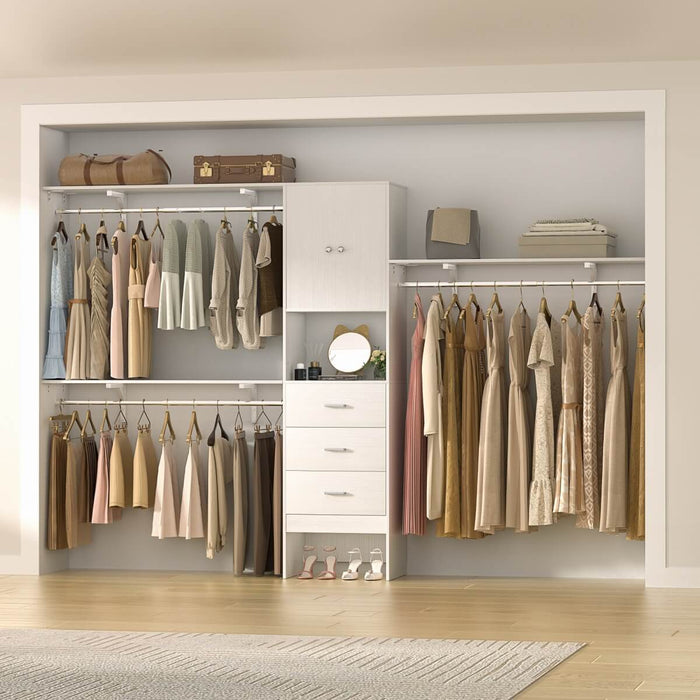 20'' - 120'' Adjustable Wooden Closet System with Doors and Drawers