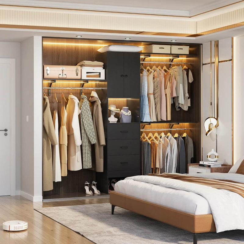 20"-96" W Wooden Closet System with Doors and Drawers