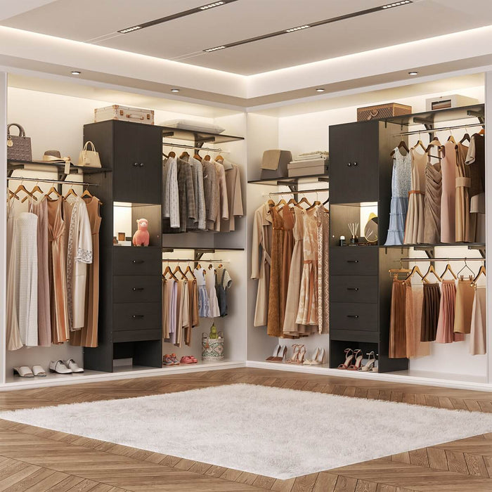 20"-96" W Wooden Closet System with Doors and Drawers