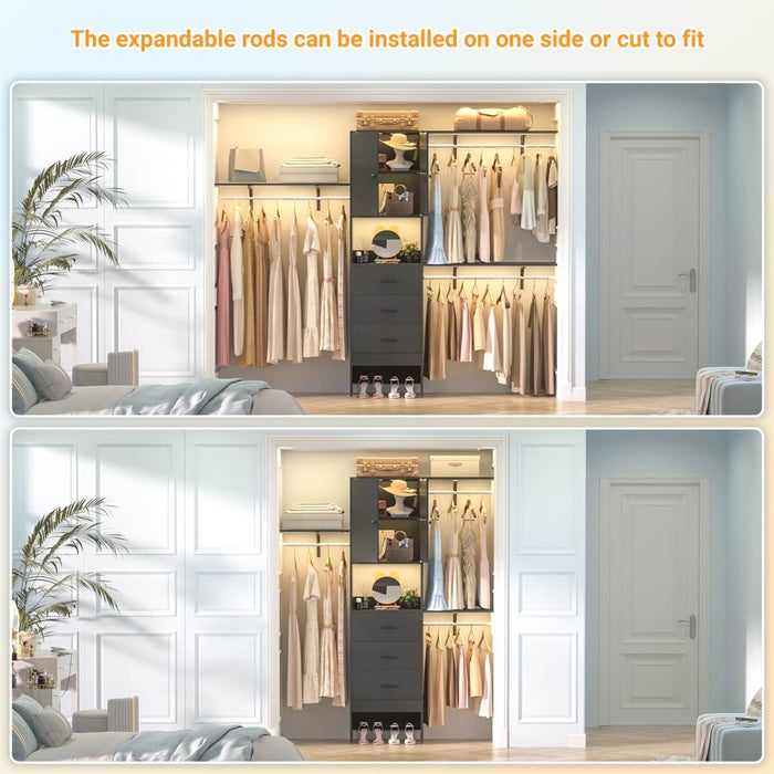 20"-96" W Wooden Closet System with Doors and Drawers