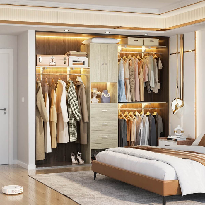 20"-96" W Wooden Closet System with Doors and Drawers
