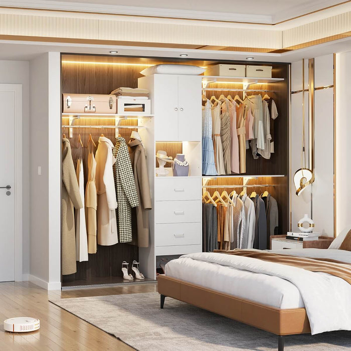 20"-96" W Wooden Closet System with Doors and Drawers