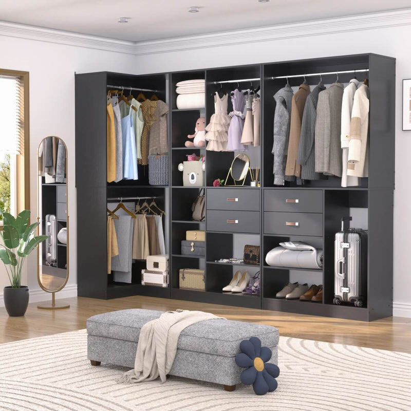 71'' Freestanding Corner Closet System Organizer for Walk-in Closet, Set of 3