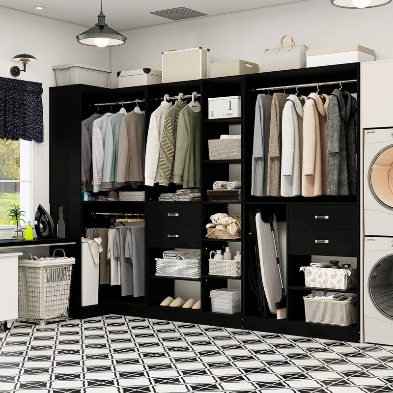 71'' Freestanding Corner Closet System Organizer for Walk-in Closet, Set of 3