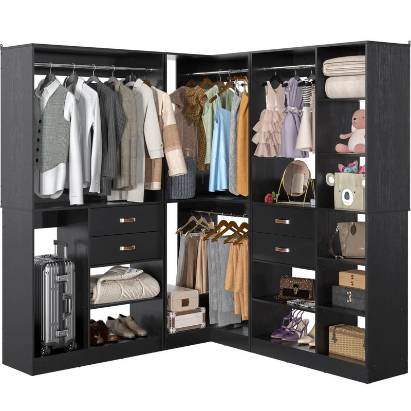 71'' Freestanding Corner Closet System Organizer for Walk-in Closet, Set of 3