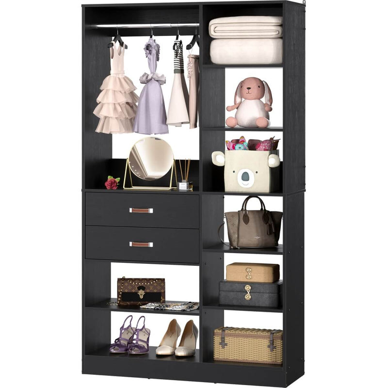 40'' W Freestanding Closet System Walk-in Closet Organizer with Drawers and Hanging Rod
