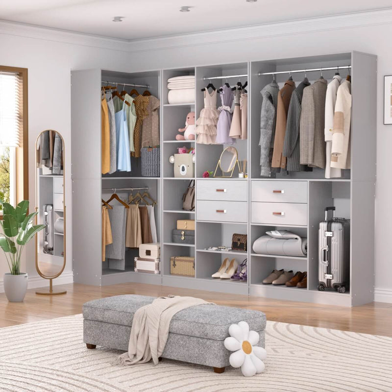 71'' Freestanding Corner Closet System Organizer for Walk-in Closet, Set of 3