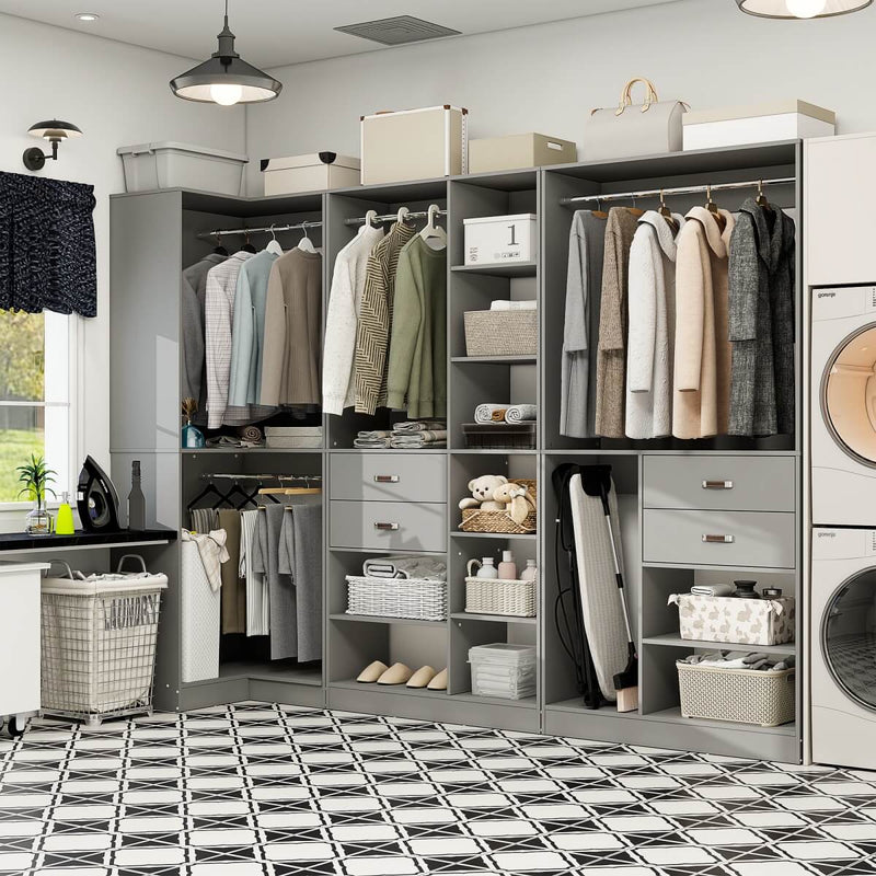 71'' Freestanding Corner Closet System Organizer for Walk-in Closet, Set of 3