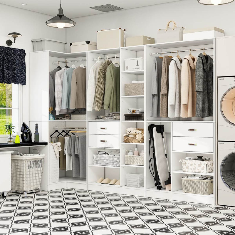 Aheaplus 71'' Freestanding Corner Closet System Organizer for Walk-in ...